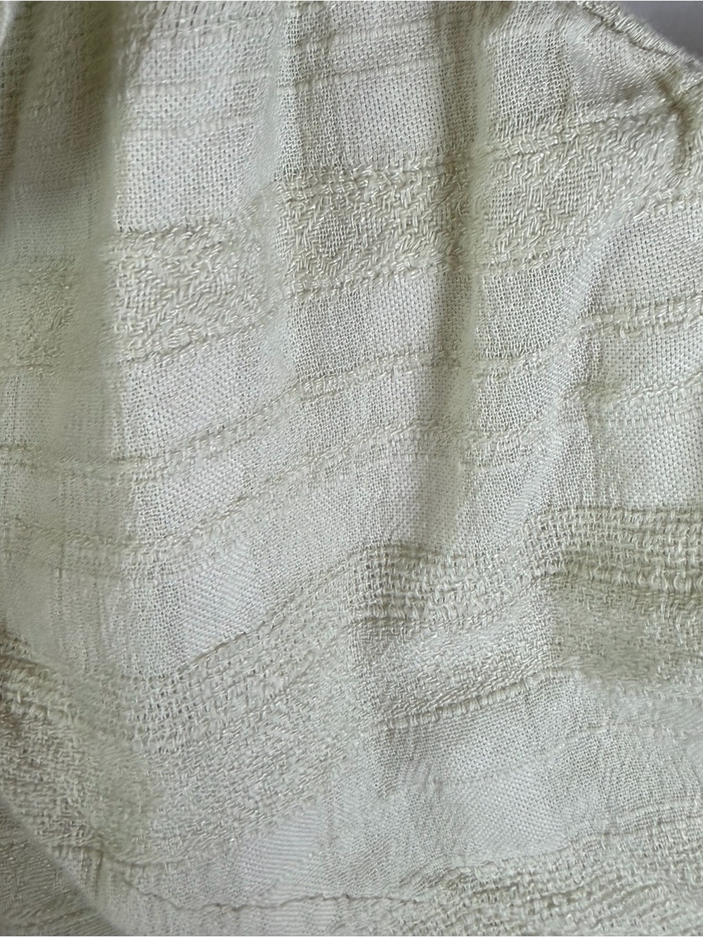 American Eagle XS One Shoulder Ruffle Textured Boho Top Cream - Picture 6 of 6